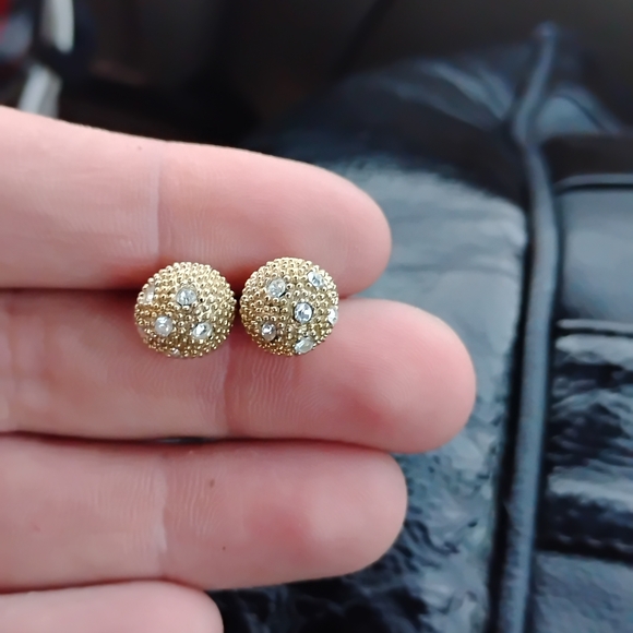 Gold Pavé Sphere Earrings - Picture 6 of 14